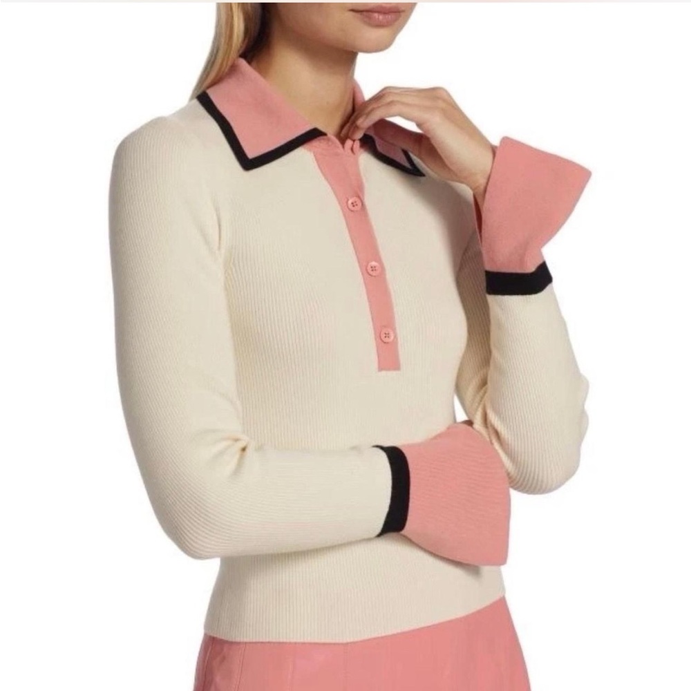 Alice + Olivia Pia Ribbed Knit Polo Sweater Size XS - Picture 4 of 13